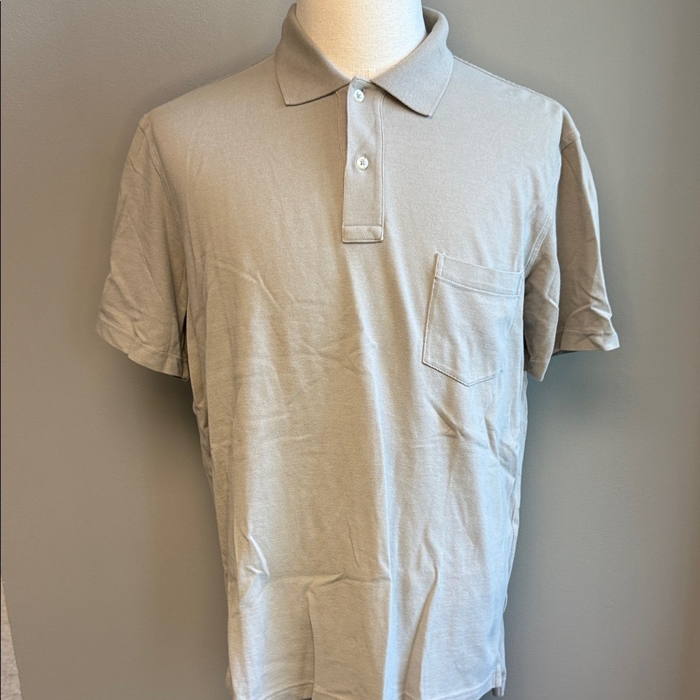 Lands’ End Men’s Polo Shirt L 100% Cotton Beige